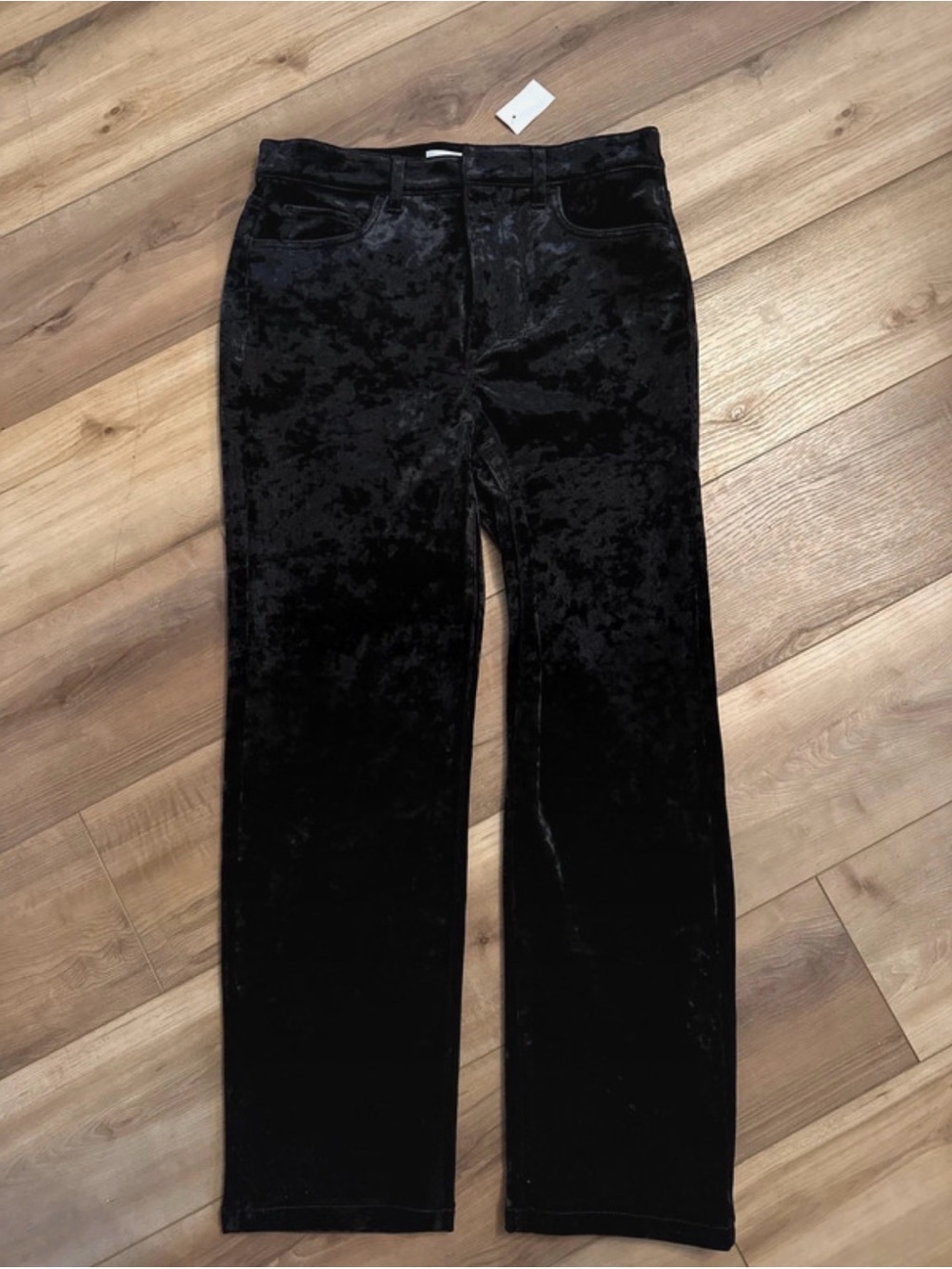 Ann Taylor Loft Black Velvet Straight-Leg Pants